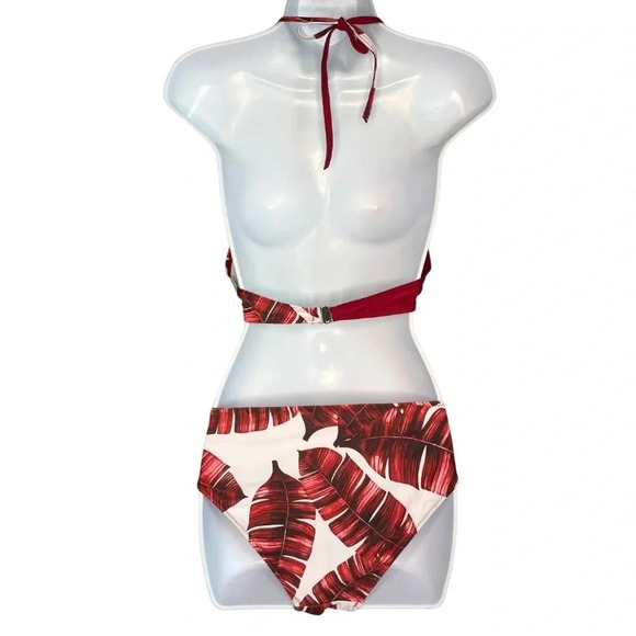 Tropical Palm Tree Res Leaf Print Bikini Set - Large, Like New. Ladies Swimwear - Picture 4 of 8